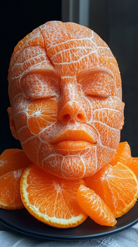 Clementine Fruit Woman Head Photorealistic Surreal Portrait