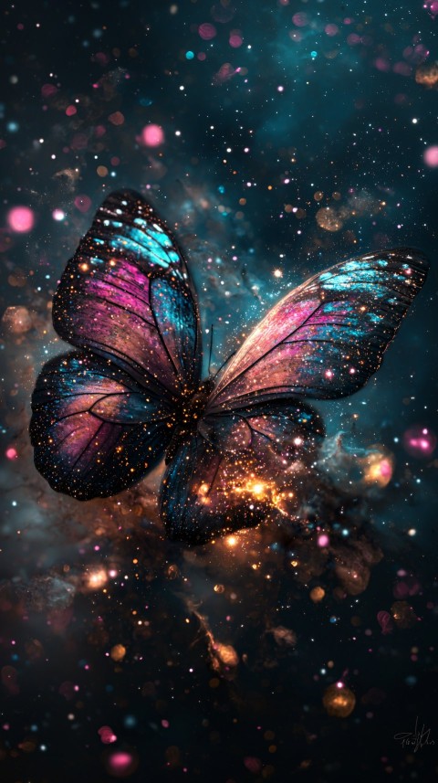 Dreamy Nebula Butterfly in Cosmic Deep Space