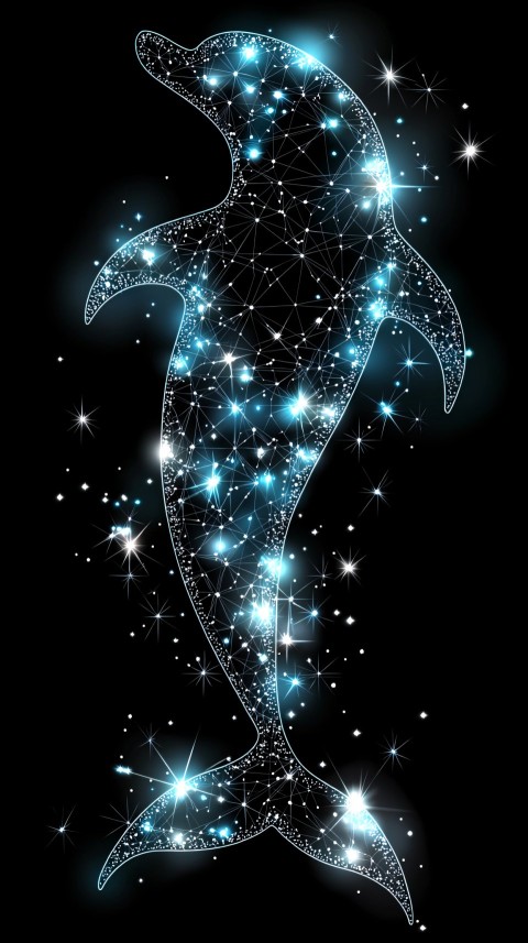 Dolphin-Shaped Constellation Cloud in Starry Night Sky