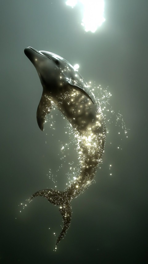 Leaping Dolphin Constellation Cloud in Mystical Night Sky