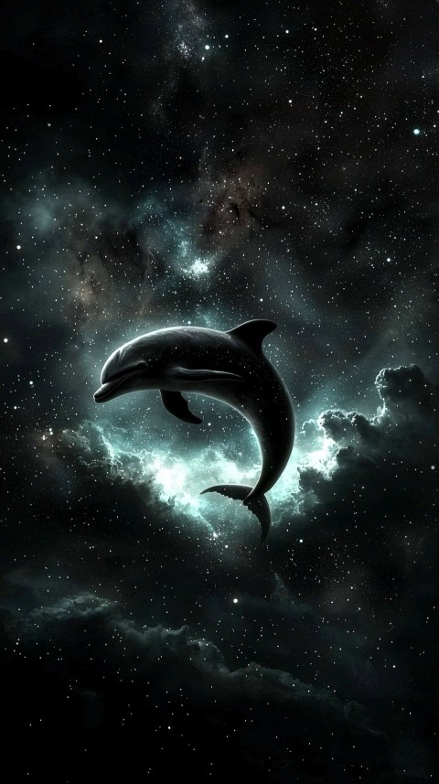 Graceful Dolphin Constellation Cloud in Night Sky