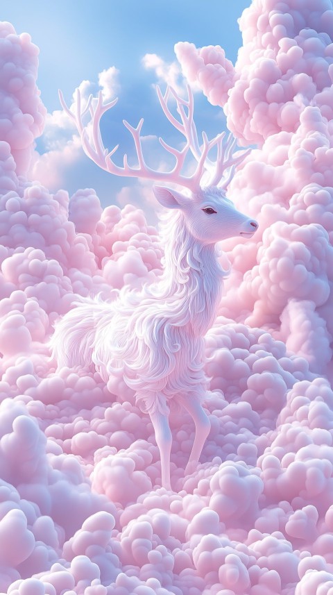 Deer-Shaped Cloud Prancing Against Lavender Cyan Sky