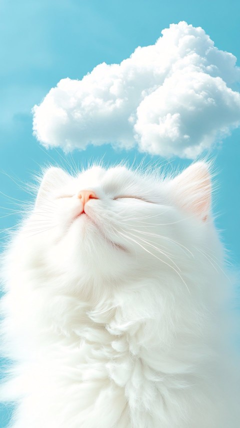 Clouds Shaped Like Curious Kitten Against Turquoise Sky