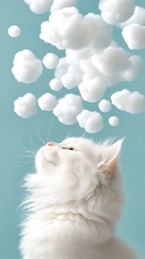 Curious Kitten Cloud Formation in Turquoise Sky