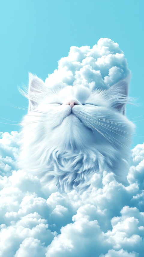 Curious Kitten Cloud in Turquoise and Mint Sky