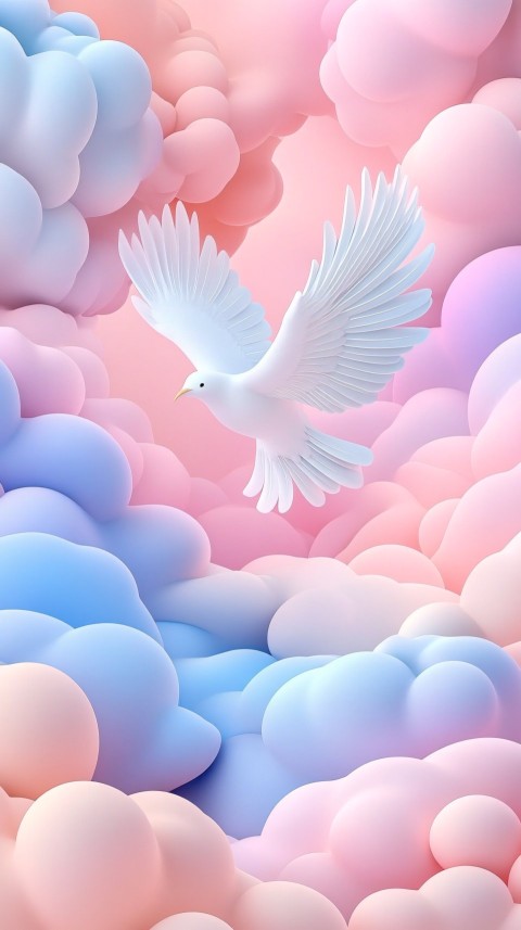 Soaring Bird-Shaped Cloud Against Colorful Gradient Sky