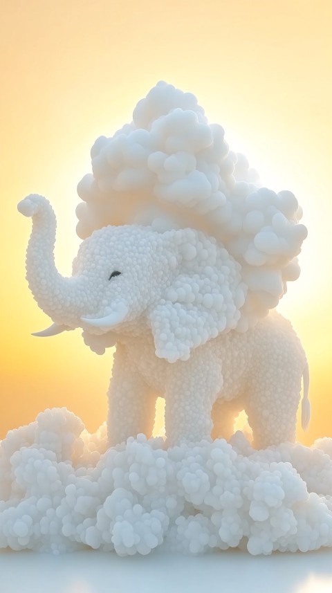 Elephant-Shaped Cloud at Tranquil Golden Sunrise