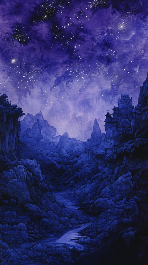 Nocturnal Renaissance Landscape with Starlight and Surreal Mood