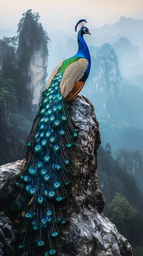 Golden Peacock on Mount Laojun, China Dreamlike Image