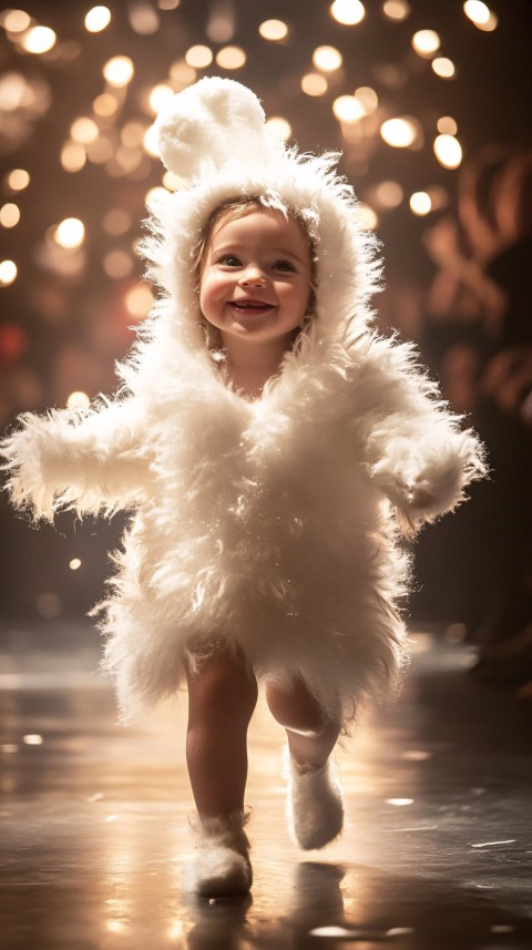 Baby in Fluffy Marshmallow Costume on Fashion Runway