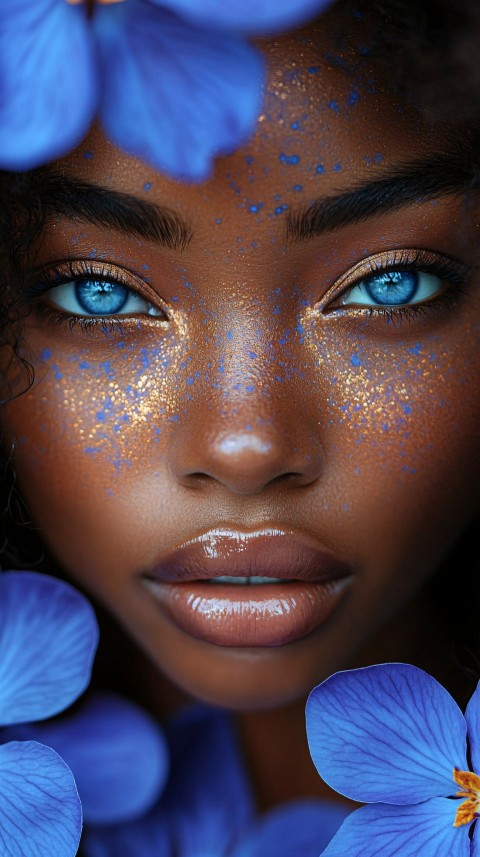 Beautiful African Woman with Blue Eyes Editorial Portrait