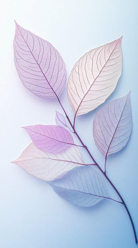 Graceful Leaves with Soft Purple and Beige Gradients