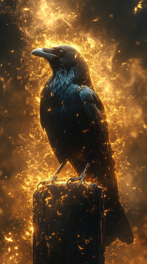 Golden Black Crow with Steaming Effect in High Definition