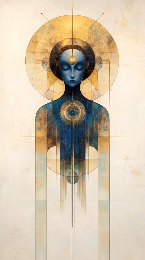 Chronoglaciophobiomechanical Goddess in Minimal Esoteric Style