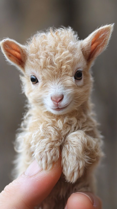 Tiny Baby Goat on Fingertip Hyper-Realistic Art