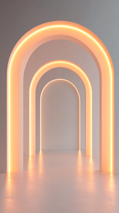 Abstract White Background with Glowing Arches