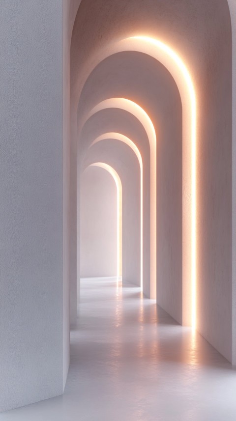 Abstract 3D Render with Glowing Arches and Light