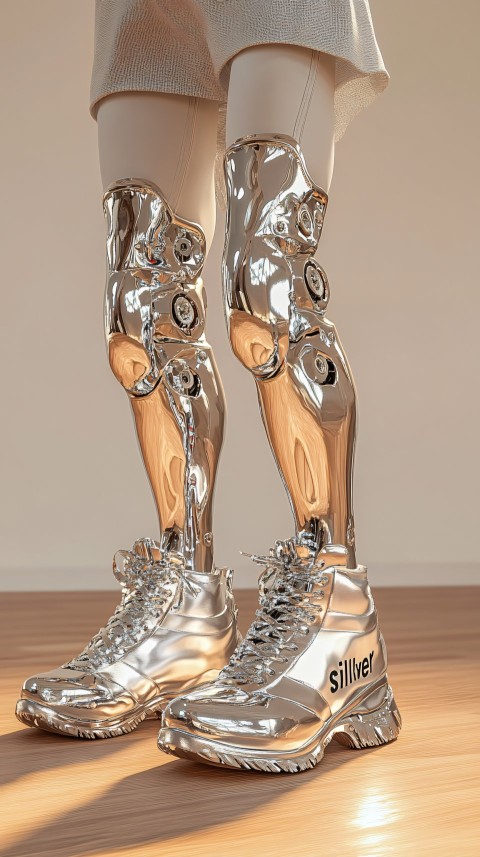 Mechanical Female Cyborg Humanoid Doll with "Silver" Logo