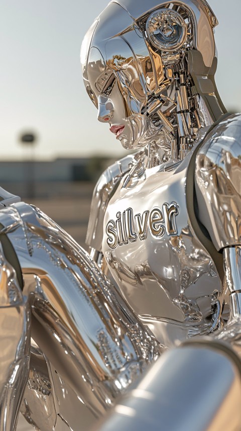 Mechanical Female Cyborg Doll with "Silver" Logo