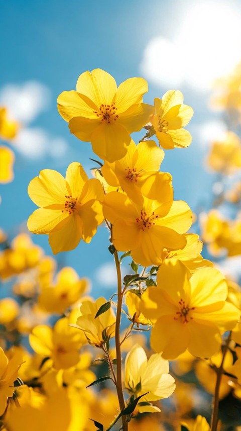 Yellow Green Summer Landscape with Bright Sunshine