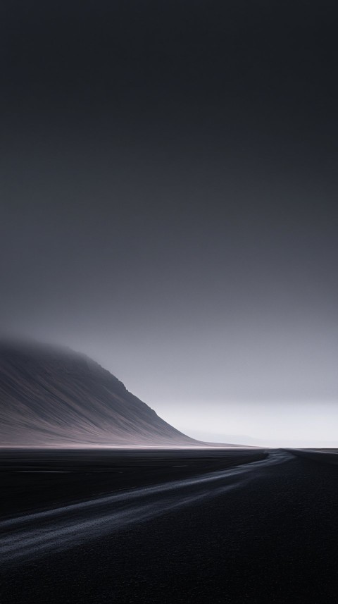 Iceland Road with Misty Mountains Minimalist Photography