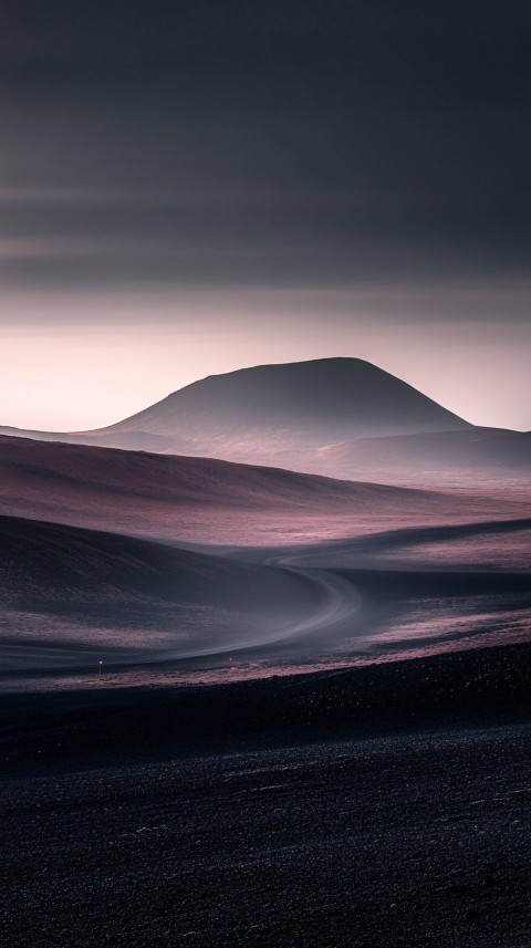 Iceland Road Minimalist Photography with Misty Mountains