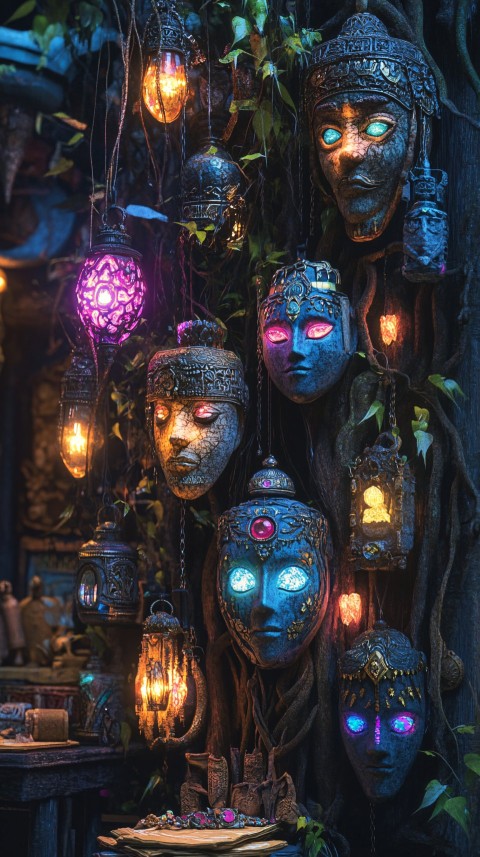 Mystical Night Market in Enchanted Forest Stalls