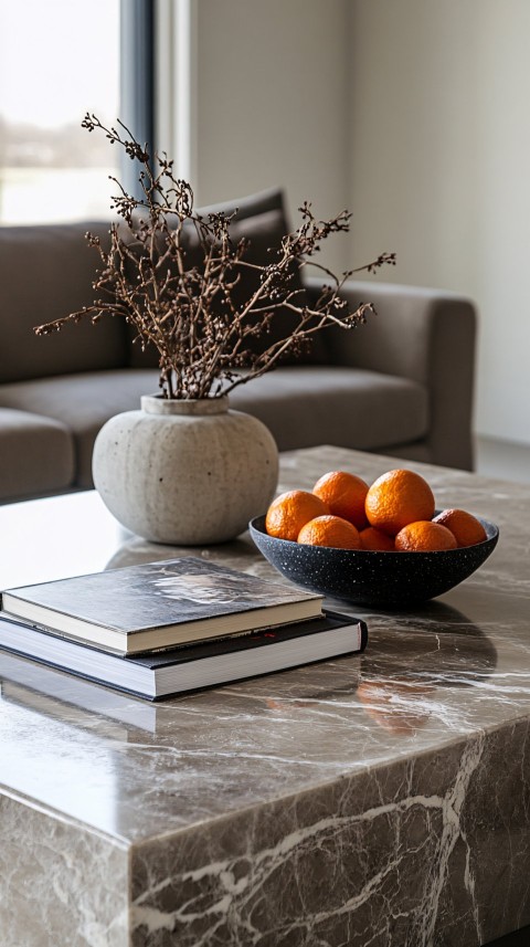 Elegant Modern Coffee Table with Design Book and Decor