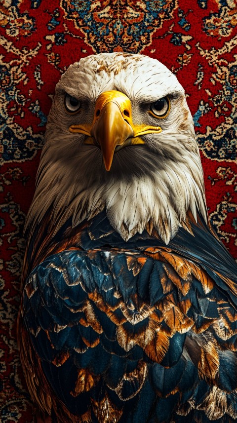 Persian Eagle with Red Background Close-Up