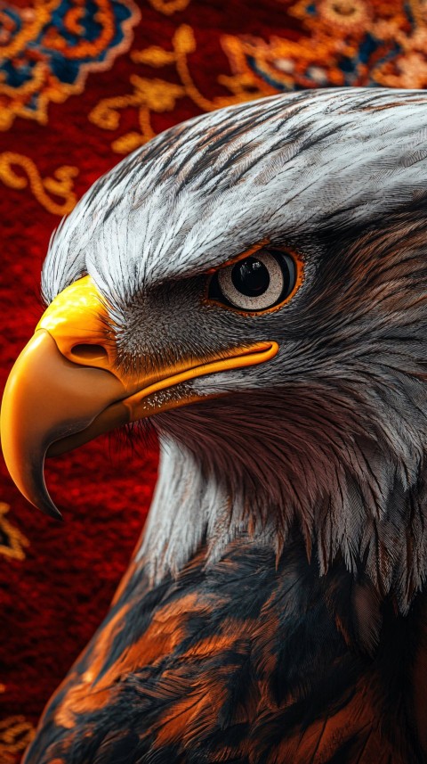 Eagle Close-Up with Red Background