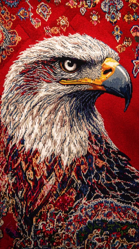 Close-Up of Eagle in Persian Carpet Pattern Style