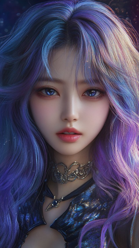 Celestial Korean Woman with Gradient Hair