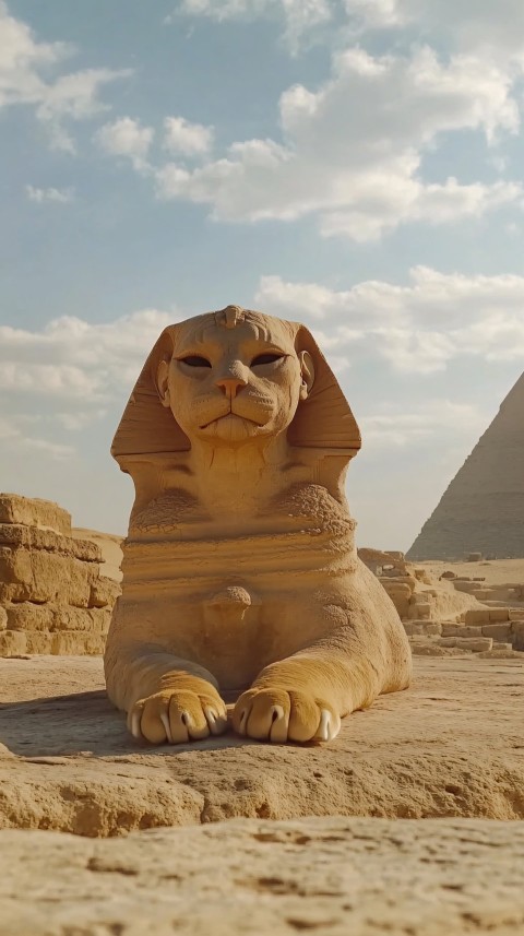 Cat Sphinx in Egyptian Desert