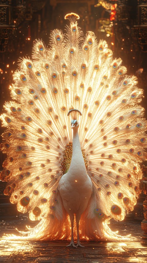 White Peacock with Crystal Feathers at Chinese Palace