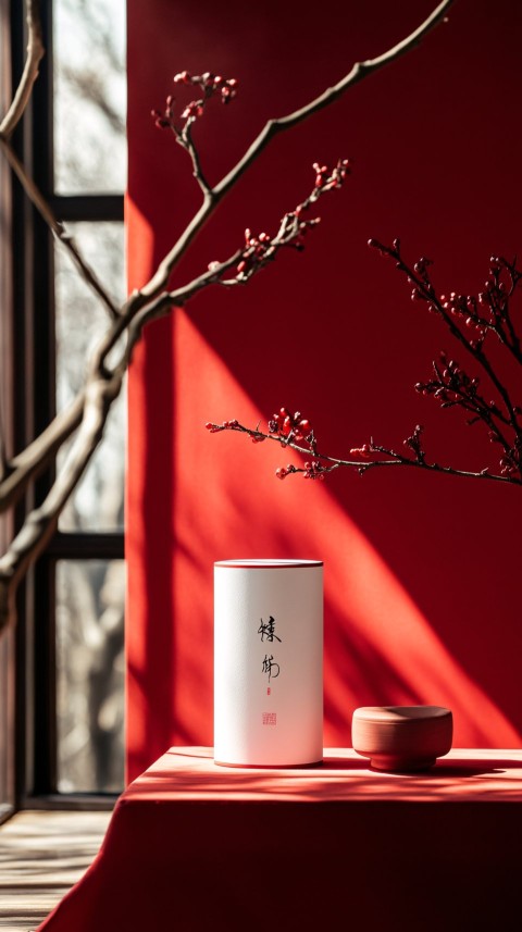 White Packaging Box on Red Background Product Photography