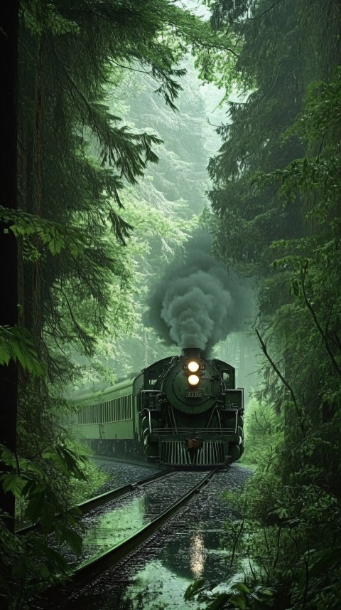 Old Trains Traveling Through Dense Green Forests