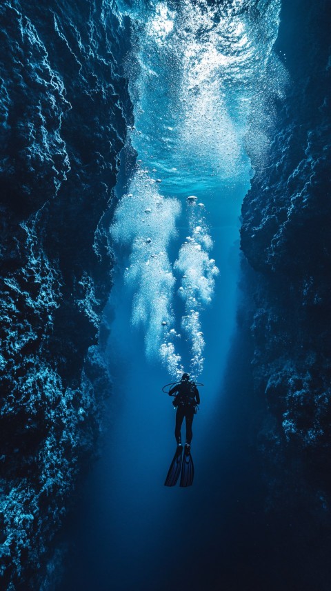 Scuba Diver Near the Edge of Mariana Trench