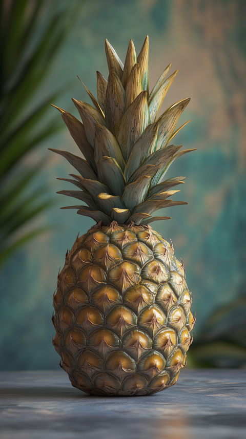 Fresh Pineapple with Natural Textures in Soft Lighting