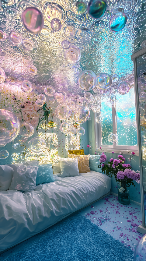 Dreamy Bubble Room with Floral Accents