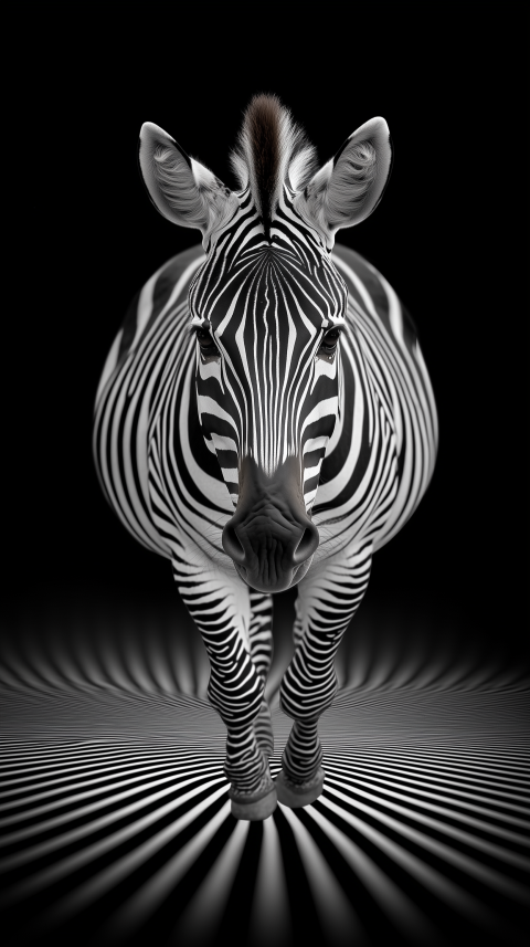 Striking Zebra on Optical Illusion Background