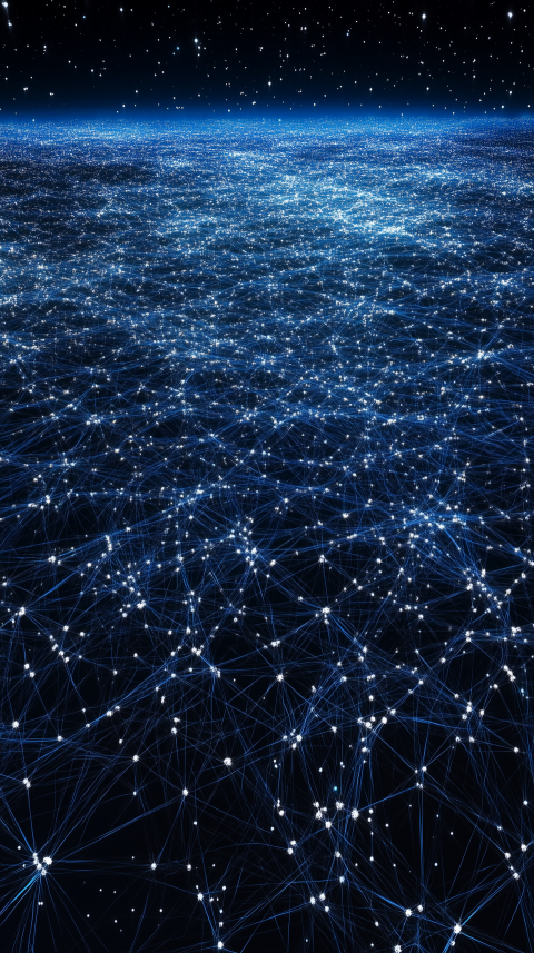 Expansive Digital Network Under Starry Sky