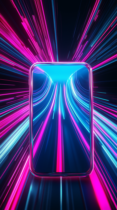 Smartphone with neon speed tunnel effect