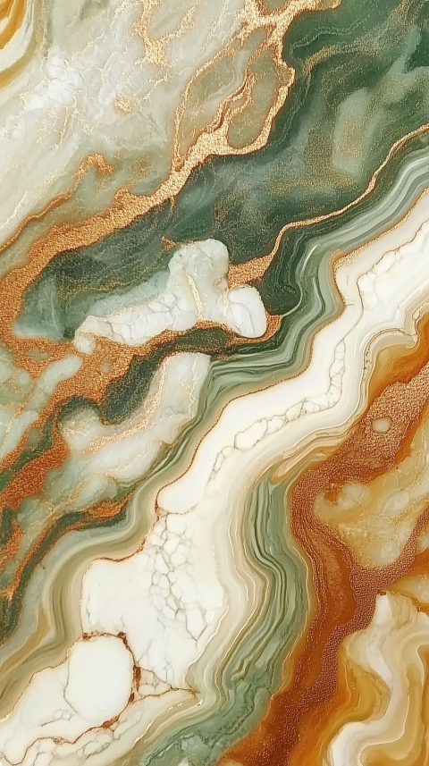 Green and Orange Marble Stone Texture with Metallic Accents