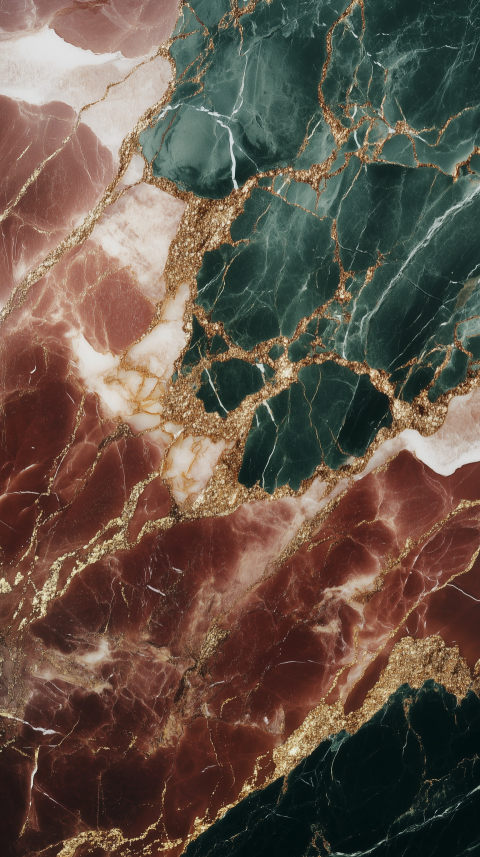 Elegant Marble Texture in Green, Burgundy, and Gold Accents