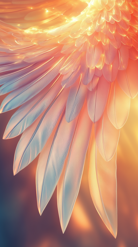 Close-Up of Angel Wing with Warm Glow