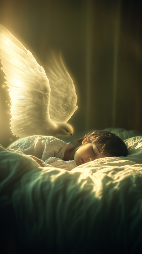 Guardian Angel Watching Over Sleeping Child