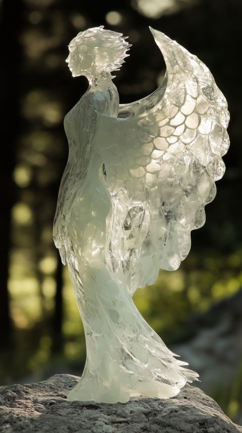 Glass Angel Sculpture in Natural Light