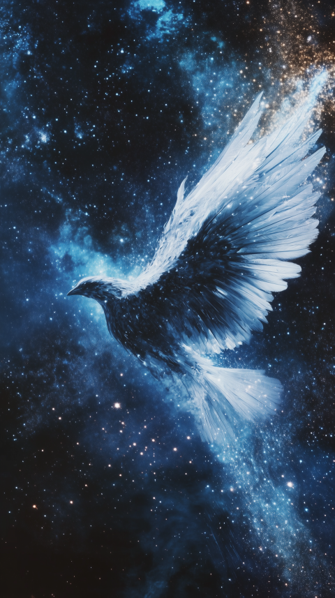 Celestial Bird Soaring Through Starry Galaxy