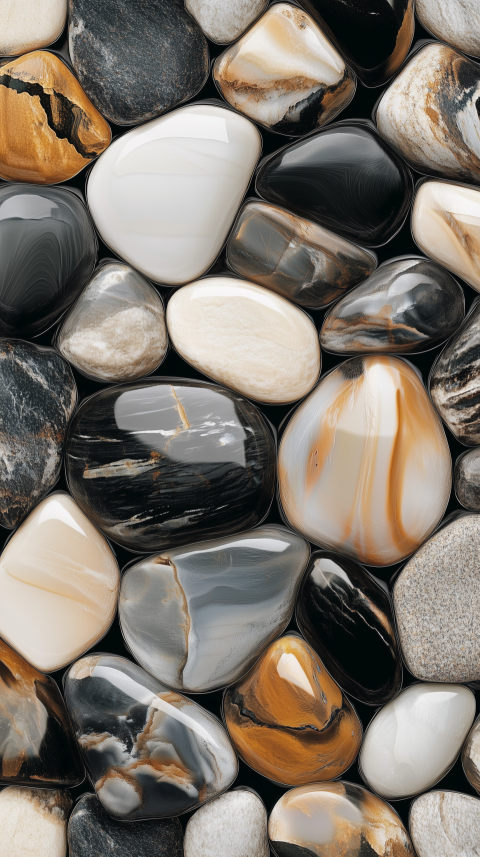 Polished River Stones in Natural Tones