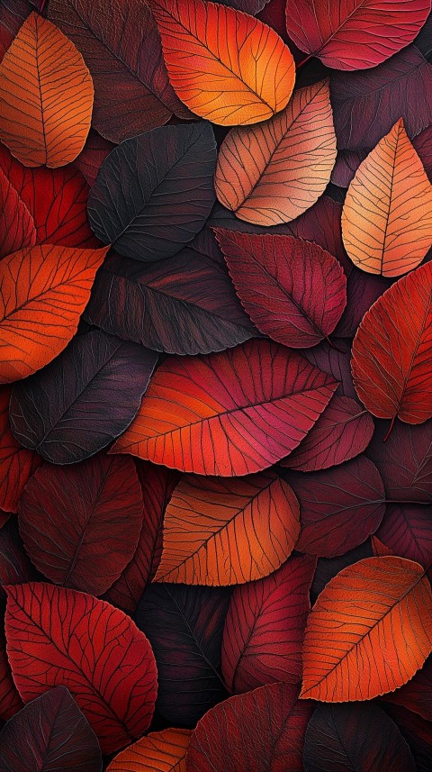 Autumn Leaf Pattern in Rich Red and Orange Hues